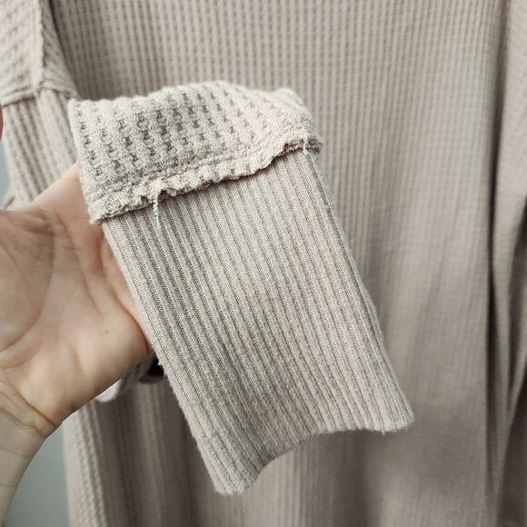 Free People We The Free Thermal Oversized Tunic Top M Tan Minimalist Casual - Picture 5 of 8